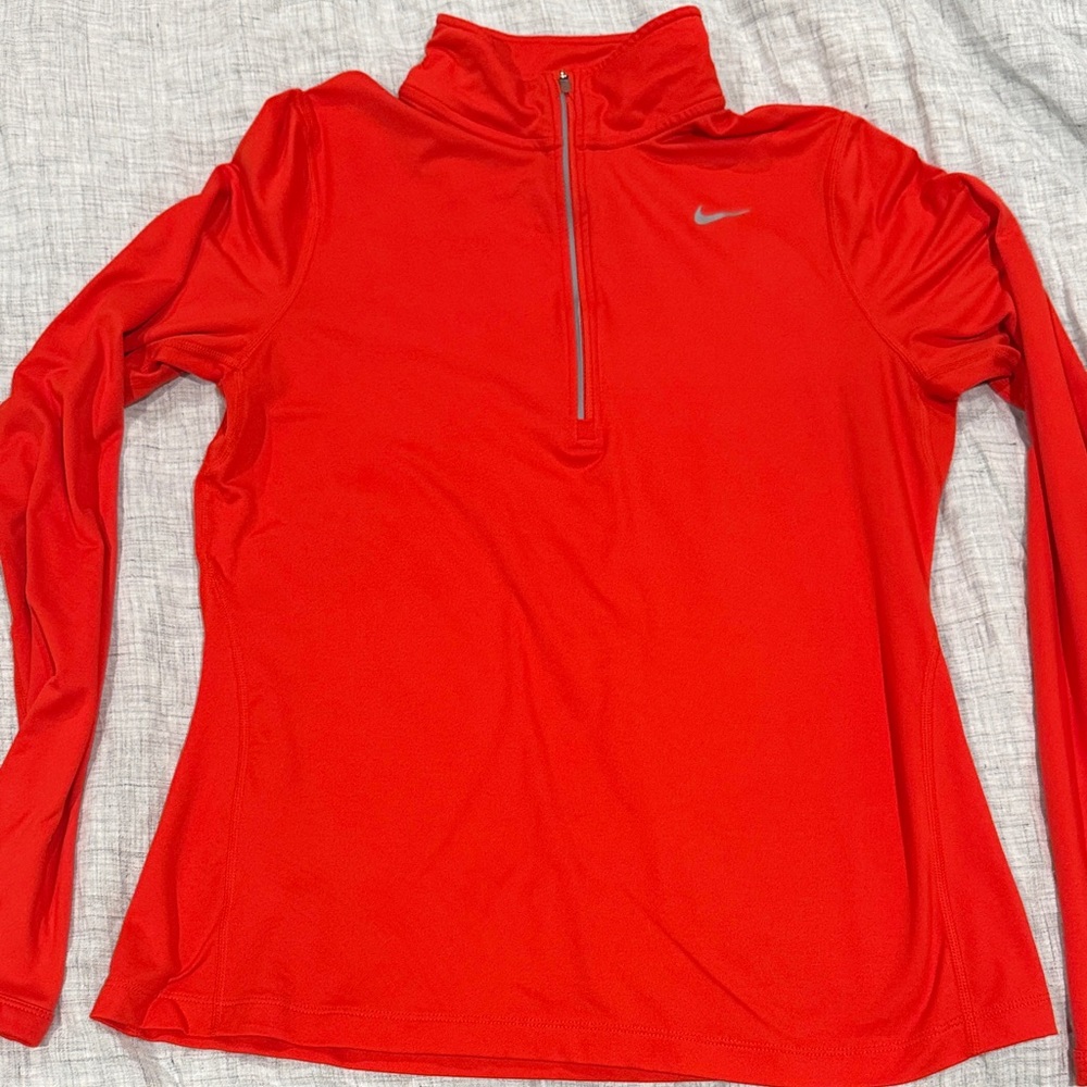 Nike Women's Bright Red Long Sleeve 1/4 Zip